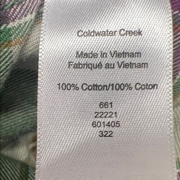 Coldwater Creek Green and Purple Checkered Shirt - Picture 3 of 5